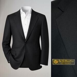 Loro Piana 100% Cashmere x Saks 42R Black Micro-Twill Sport Coat Blazer